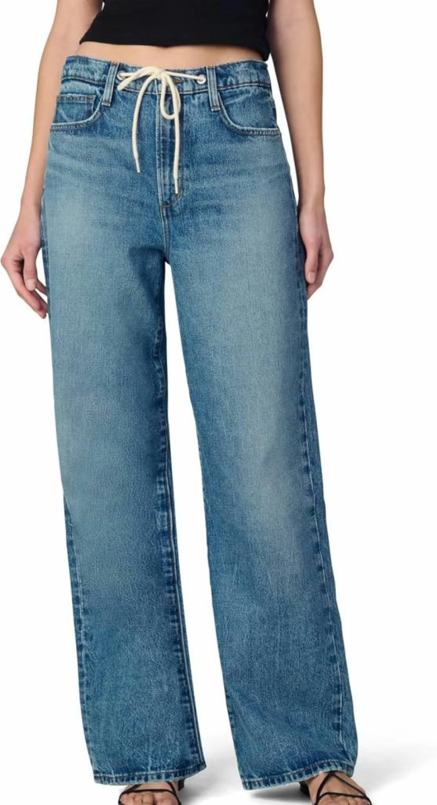 Joe's Women's Ryan Relaxed Fit Low Rise Straight Leg Jeans with Drawstring Waist
