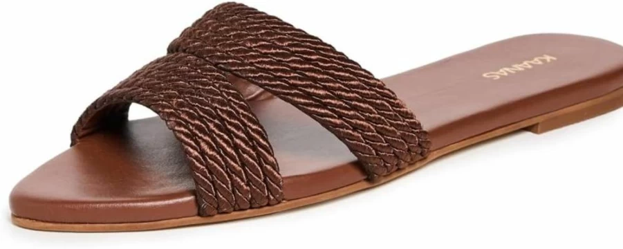 KAANAS Women's Ivy Pointed Toe Slides - Comfortable Corded Sandals for Women