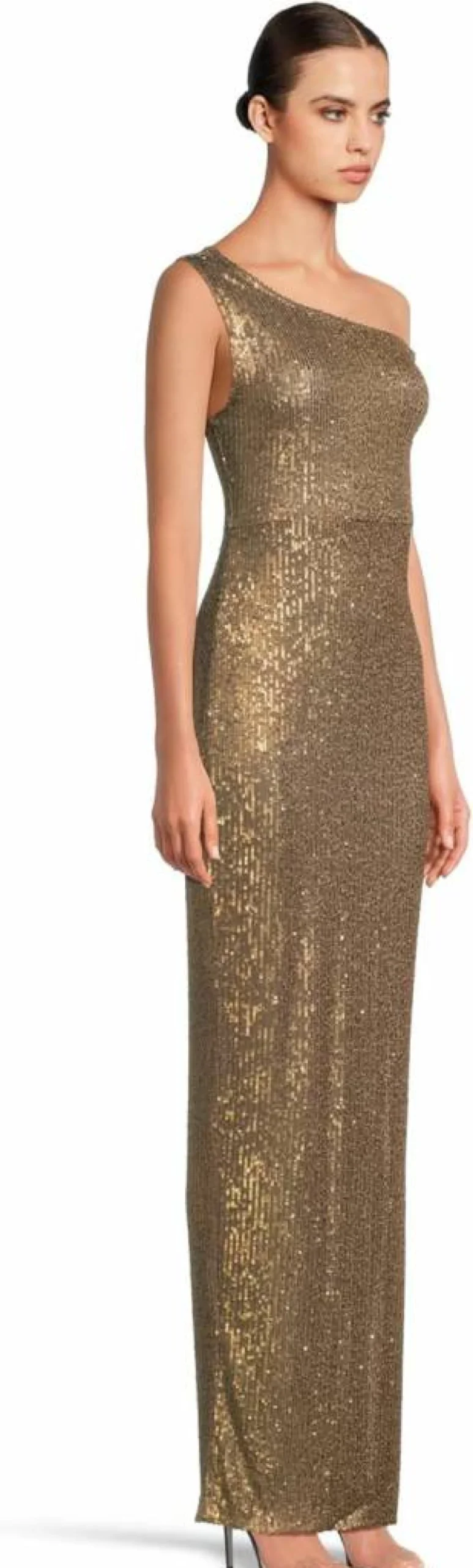 Norma Kamali Women's Elegant Fitted Gown with Drop Shoulder & High Side Slit - Formal Evening Dress
