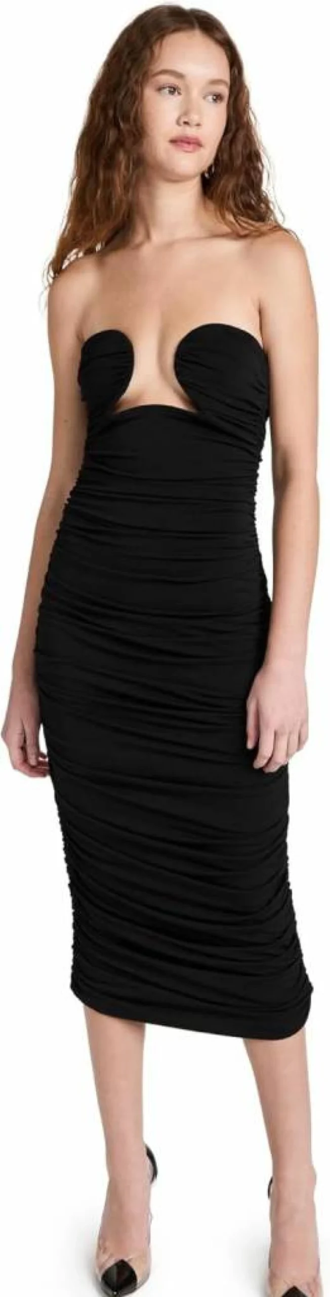 Pixie Market Women's Dominique Bustier Ruched Mini Dress - Slim Fit Stretch Fabric Cocktail Party Outfit