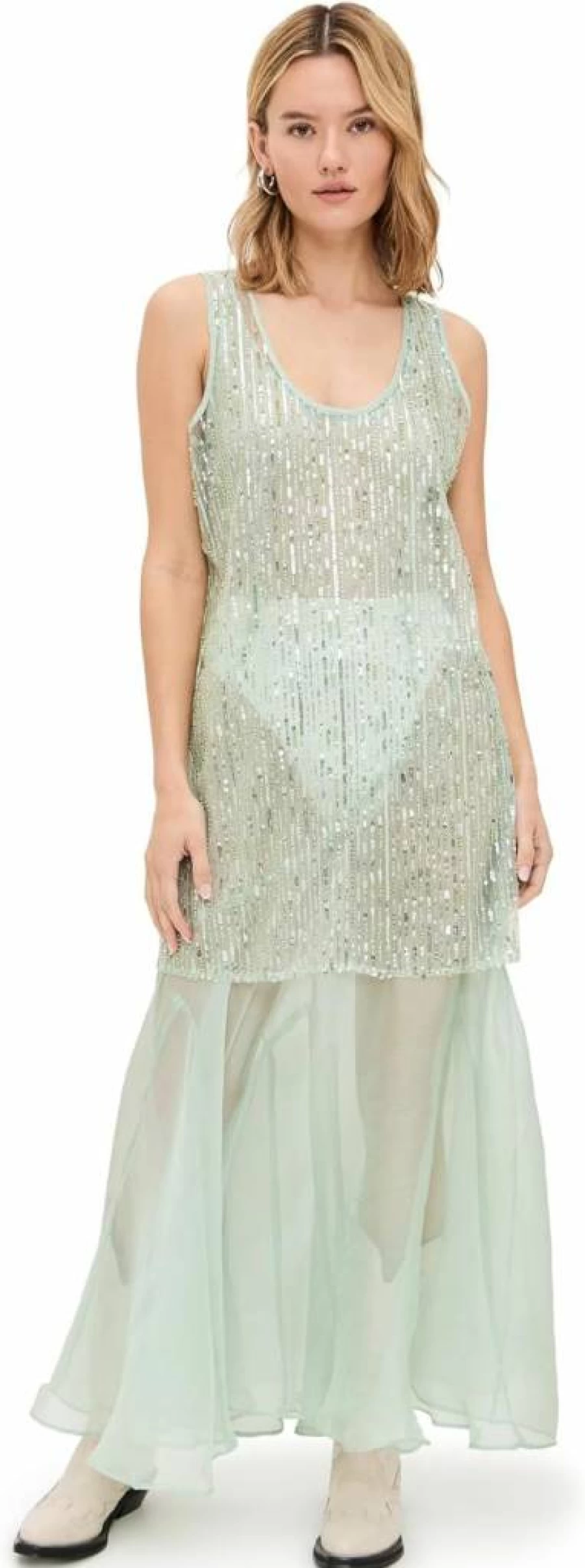 Endless Rose Women's Sequin Embellished Chiffon Maxi Dress Elegant Evening Gown