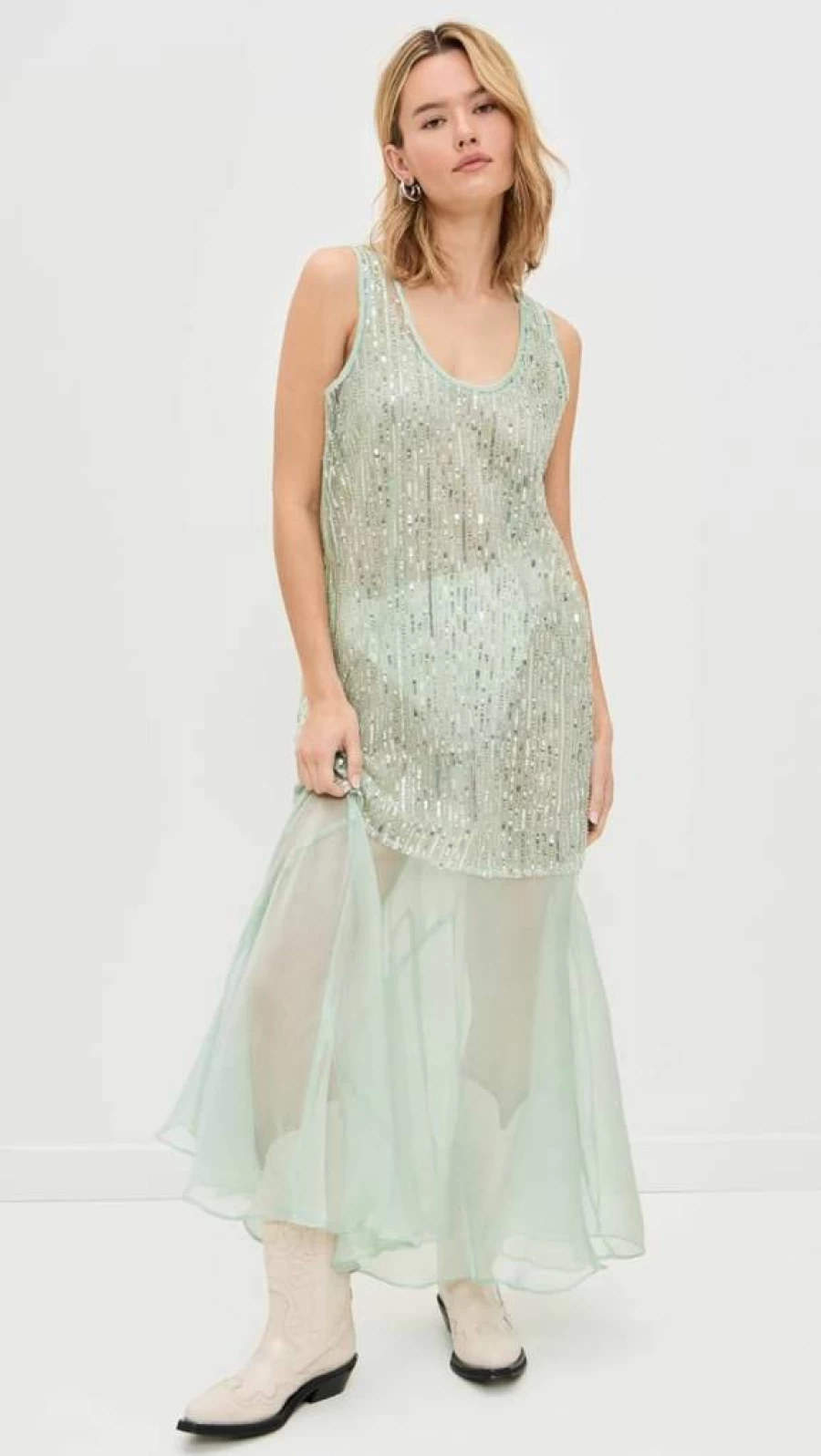 Endless Rose Women's Sequin Embellished Chiffon Maxi Dress Elegant Evening Gown