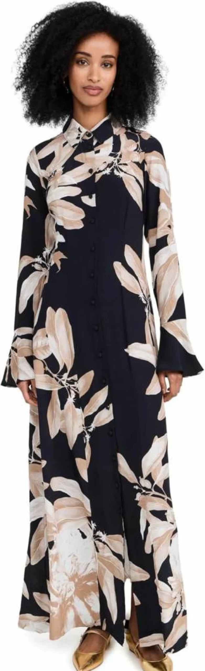 Hemant and Nandita Women's Stylish Maxi Shirt Dress – Elegant Long Sleeve Casual Wear