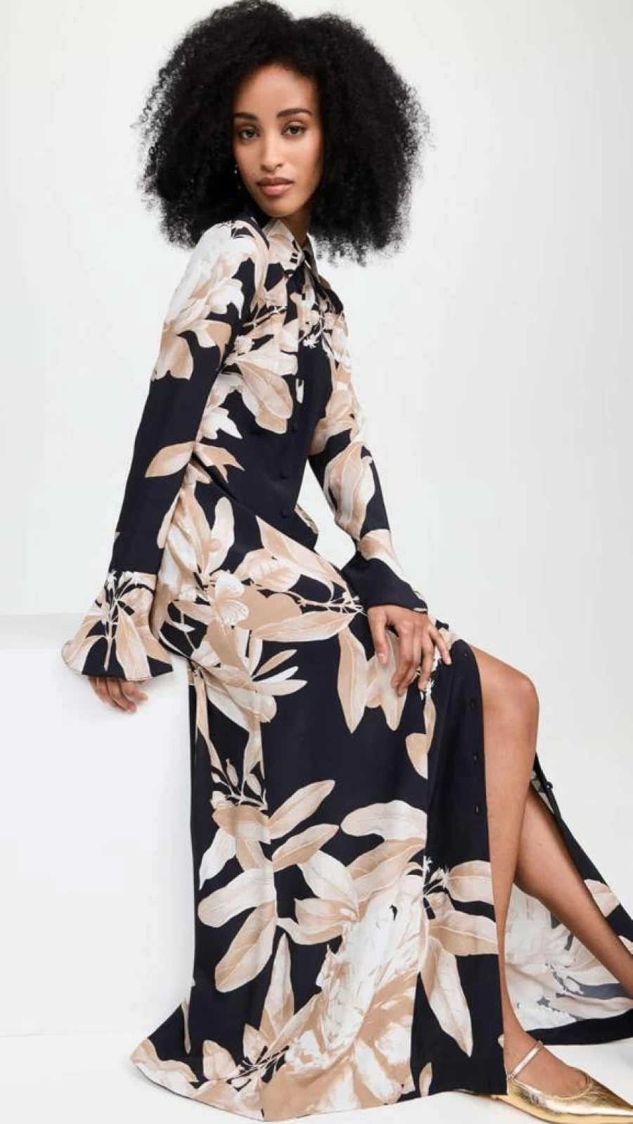 Hemant and Nandita Women's Stylish Maxi Shirt Dress – Elegant Long Sleeve Casual Wear