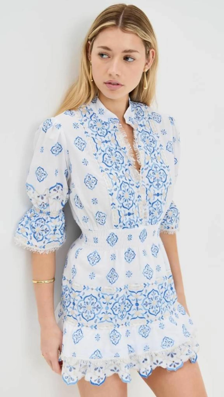 Temptation Positano Women's Fella Embroidered Short Sleeve Dress - Floral Summer Mini Dress