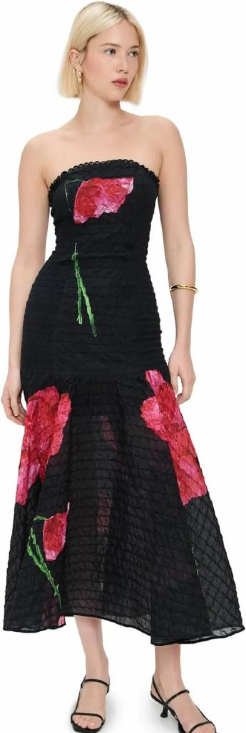 Charo Ruiz Women's Opal Long Elegant Evening Dress with Gemstone Details
