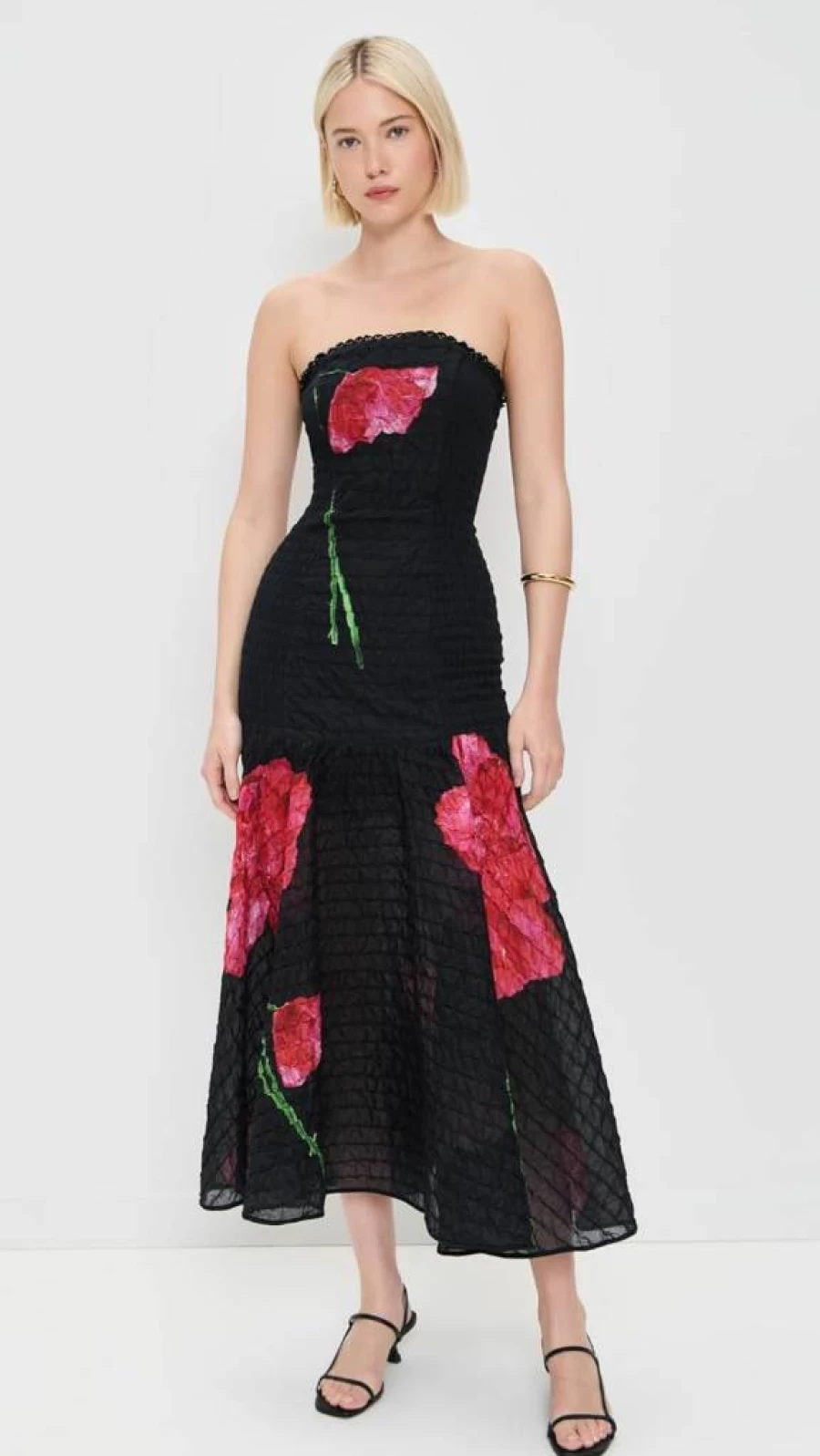 Charo Ruiz Women's Opal Long Elegant Evening Dress with Gemstone Details