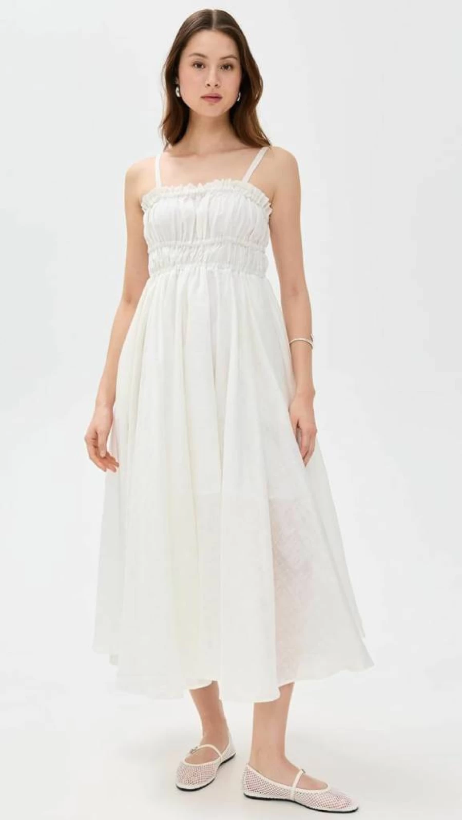 MEIMEIJ Women's Summer Maxi Dress with Bust Gathers and Adjustable Straps - Flowy Long Dress for Beach