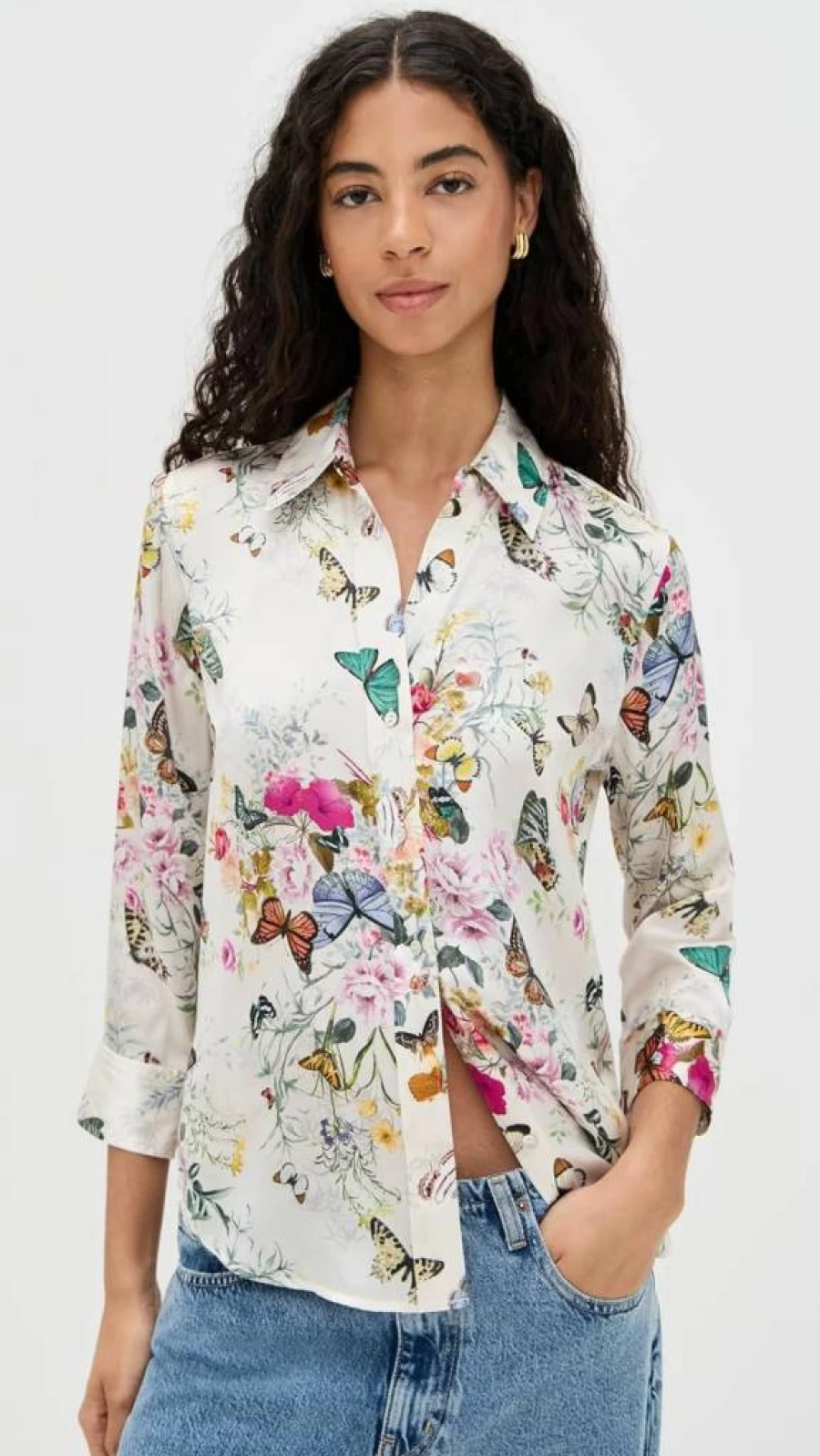 L'AGENCE Women's Dani 3/4 Sleeve Blouse | Stylish Casual Top for Women