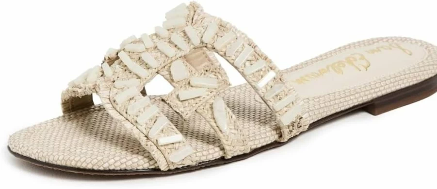 Sam Edelman Women's Bay Stone Flat Sandal – Comfortable Leather Straps Casual Slip-On Summer Shoes