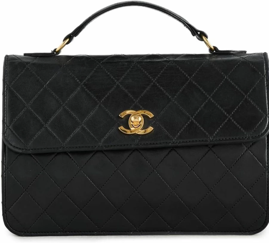 Chanel Vintage Lambskin 2-Way Shoulder Bag for Women - Pre-Owned Luxury Handbag