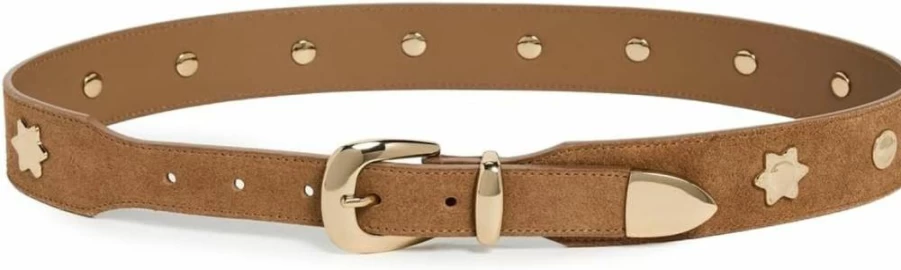 Madewell Women's Suede Western Belt with Sun Stud Detail - Wide Clean Style