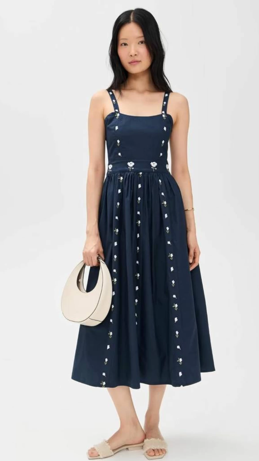 FANM MON Women's Hulya Dress - Elegant Flowy Summer Dress with V-Neck and Floral Print