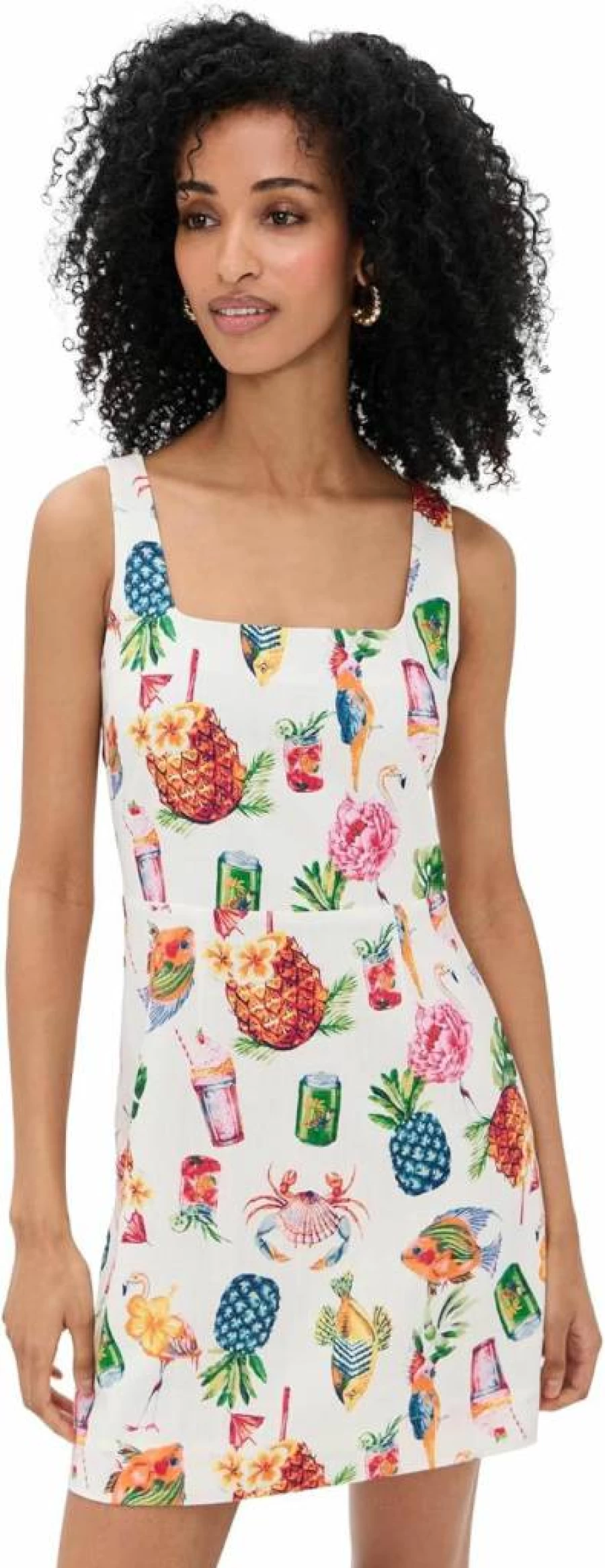 MOON RIVER Women's Colorful Floral Print Square Neck Mini Dress Summer Casual Sleeveless A-Line Outfit