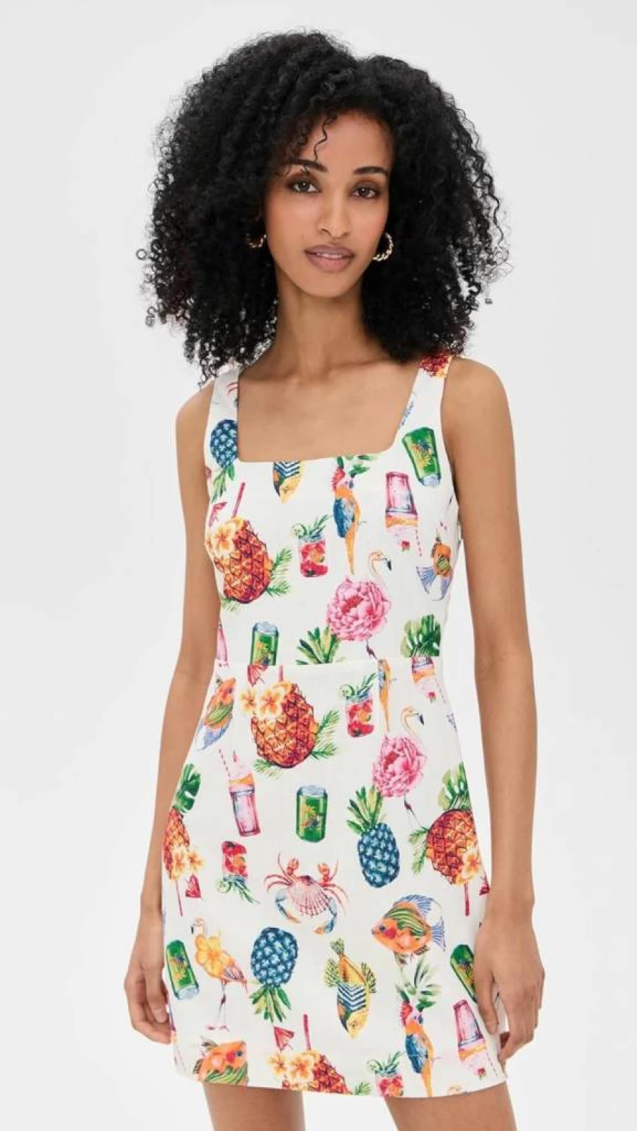 MOON RIVER Women's Colorful Floral Print Square Neck Mini Dress Summer Casual Sleeveless A-Line Outfit