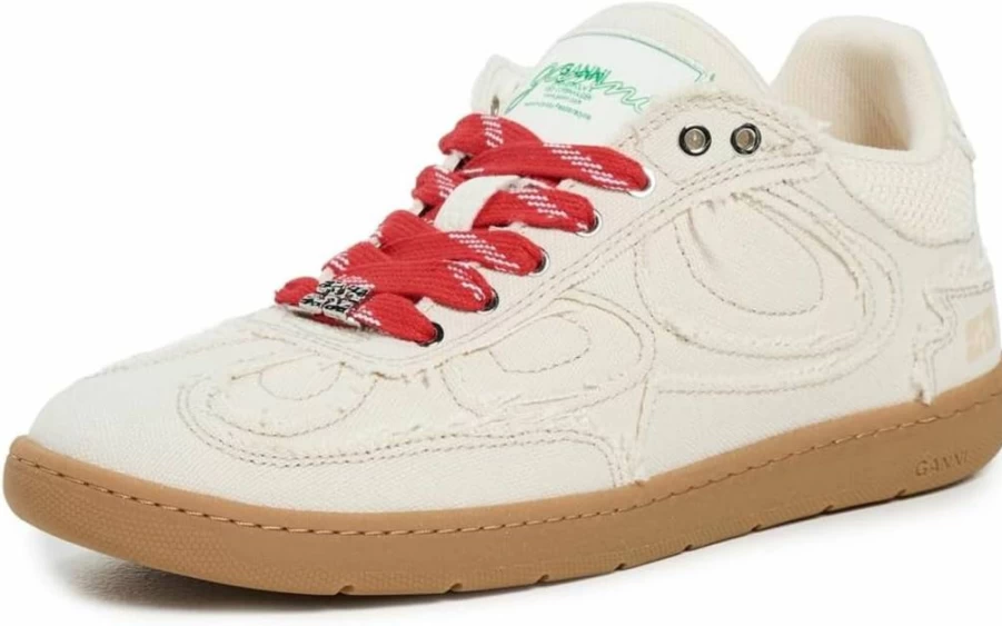 Ganni Women's 08 Canvas Raw Edge Sneakers - Fashionable Low-Top Lace-Up Casual Shoes