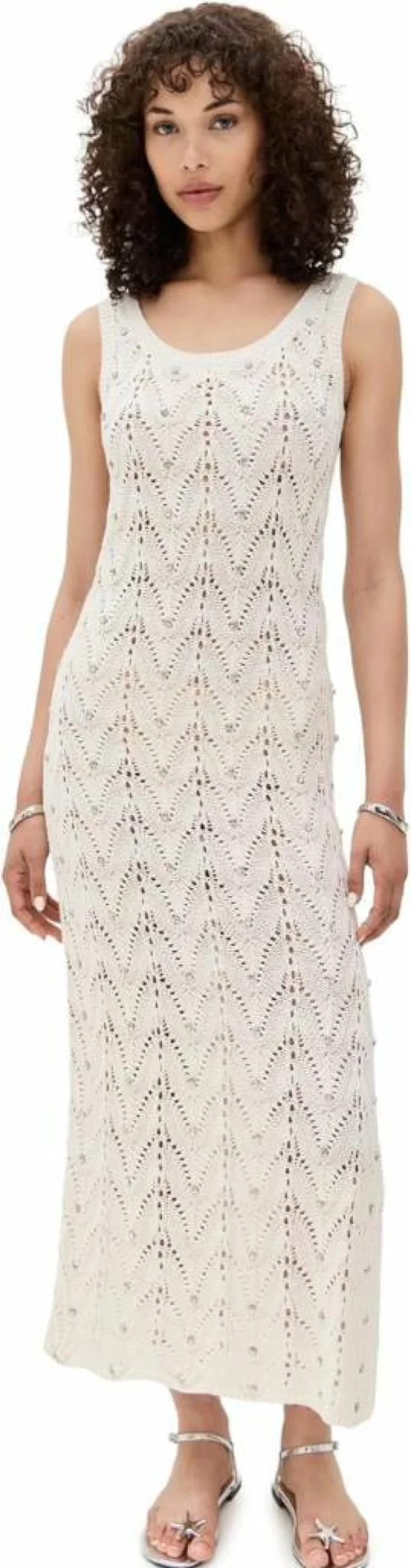 Generation Love Women's Vincent Crystal Embellished Pointelle Knit Dress Elegant Casual Wear