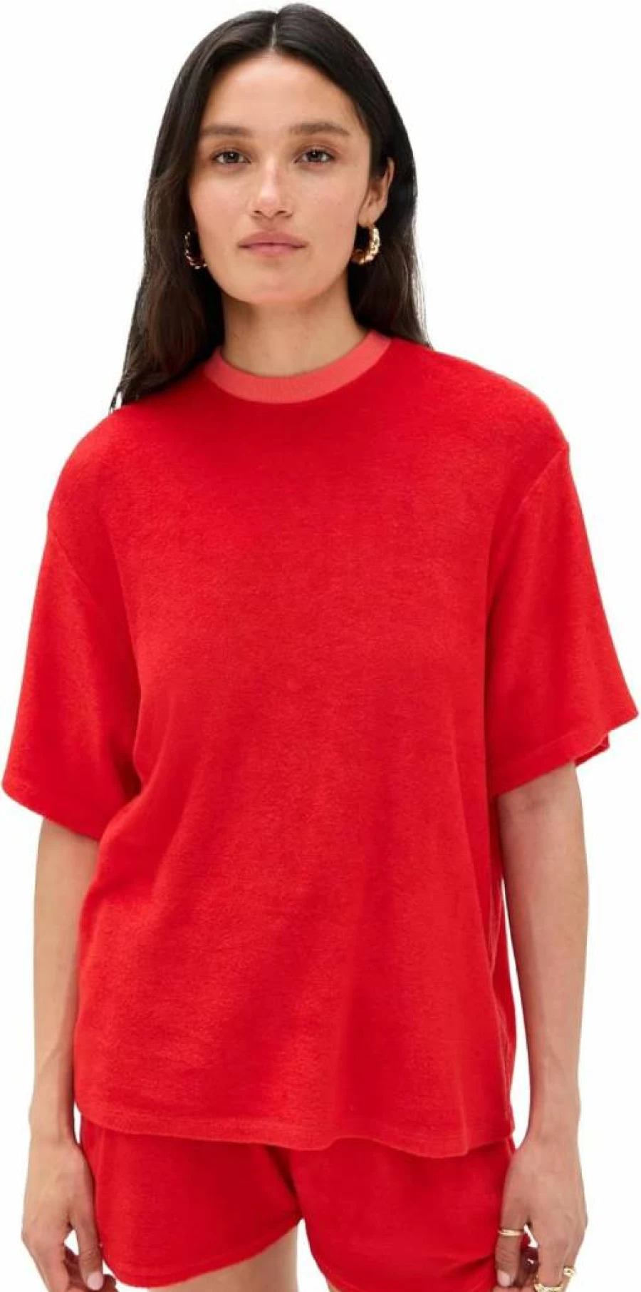 LE BOP Women's Farrah Short Sleeve Terry T-Shirt - Casual Comfort Fit Tee