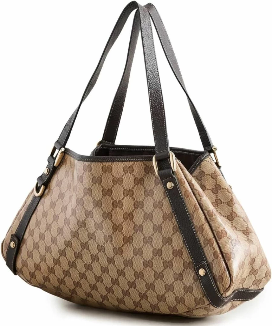Pre-Owned Gucci GG Canvas Leather Tote Bag with Crystal Details for Women