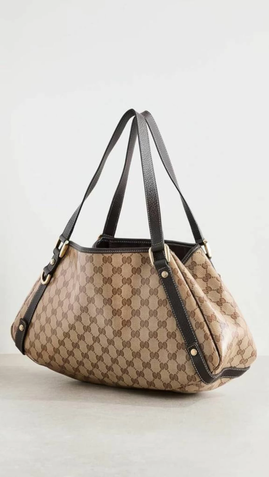 Pre-Owned Gucci GG Canvas Leather Tote Bag with Crystal Details for Women