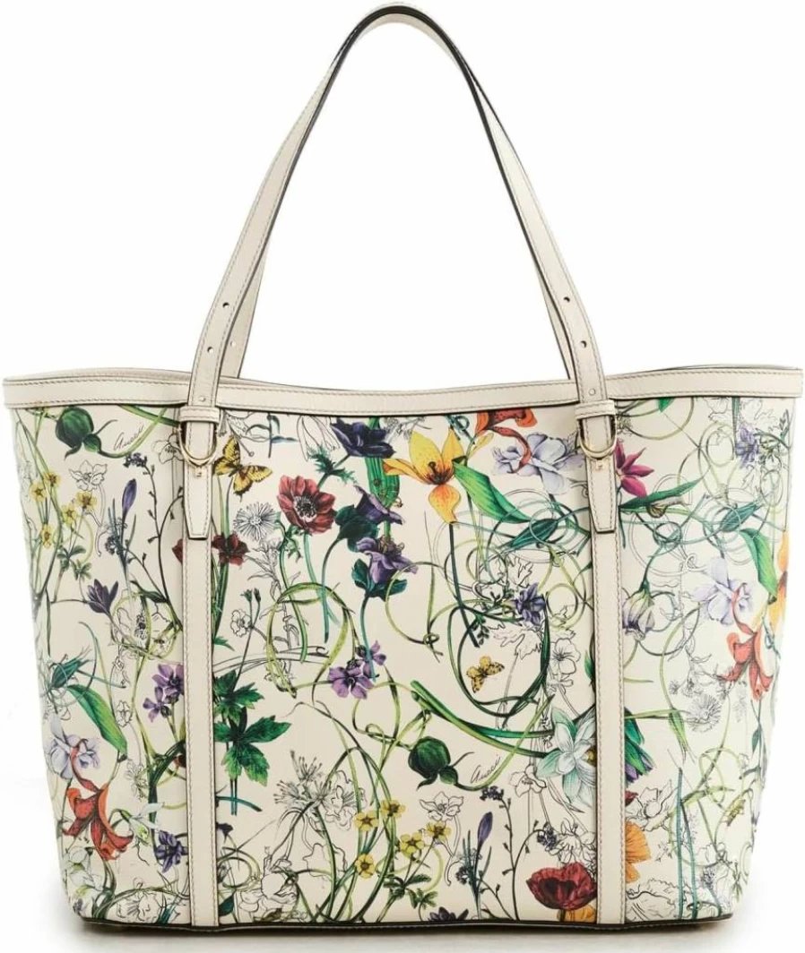 Gucci Flora Tote Bag for Women - Pre-Owned Calfskin Leather Handbag - Vintage Gucci Purse