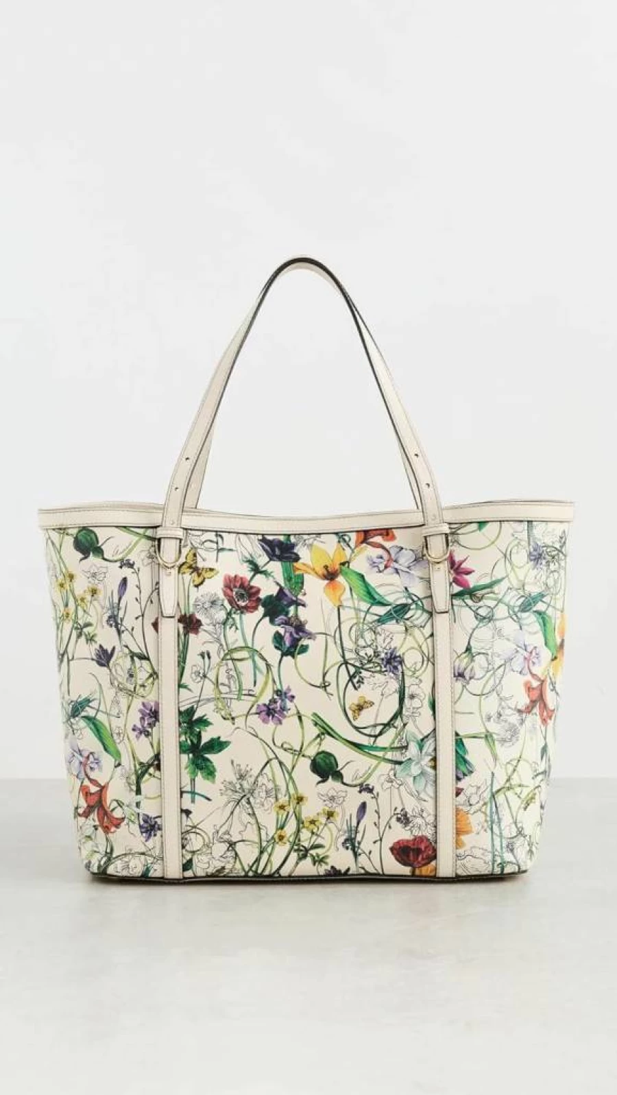 Gucci Flora Tote Bag for Women - Pre-Owned Calfskin Leather Handbag - Vintage Gucci Purse