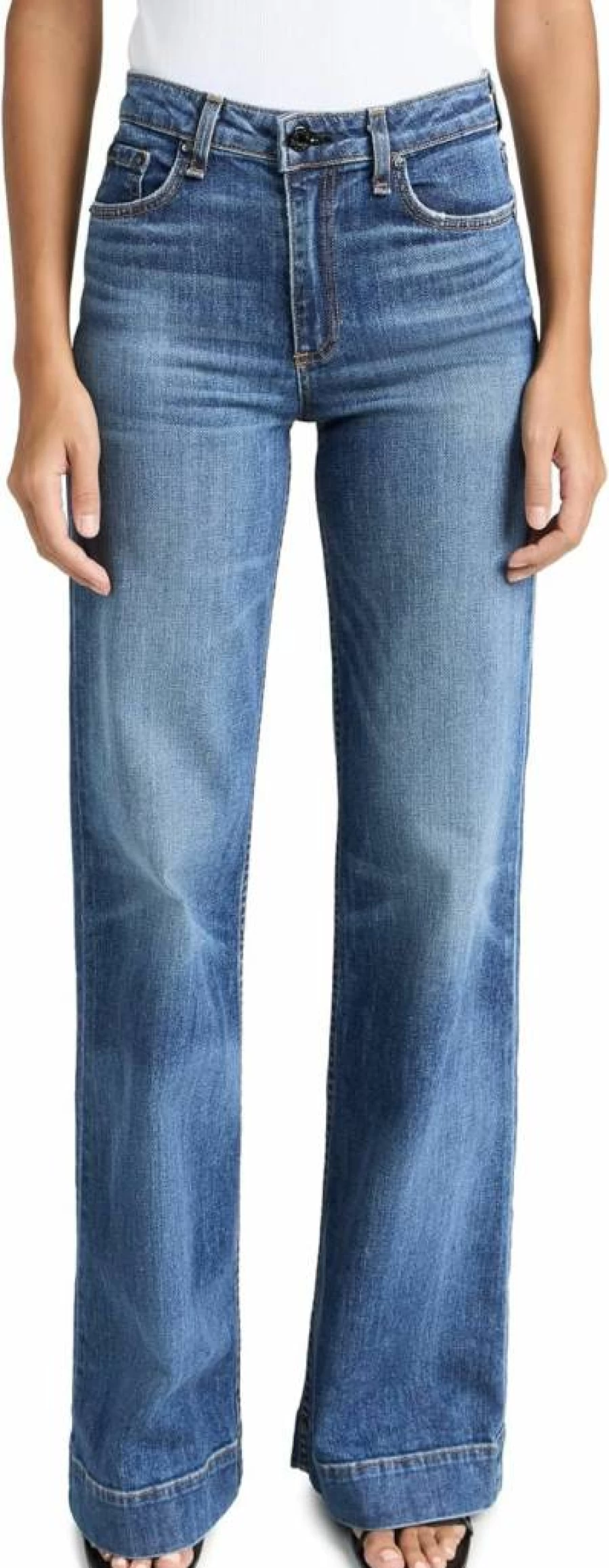 ASKK NY Women's Juniper High-Rise Wide Leg Jeans - Trendy Comfort Stretch Denim Pants for Casual Outfits