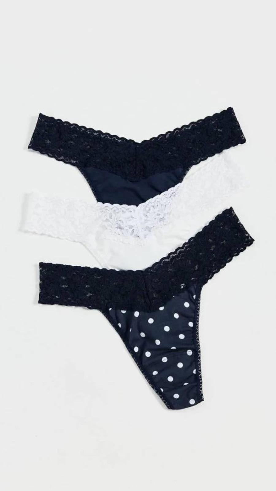 Hanky Panky Women's Lace Thong Panties 3-Pack | Supima Cotton Lingerie | Original Rise One Size Fits 4-14