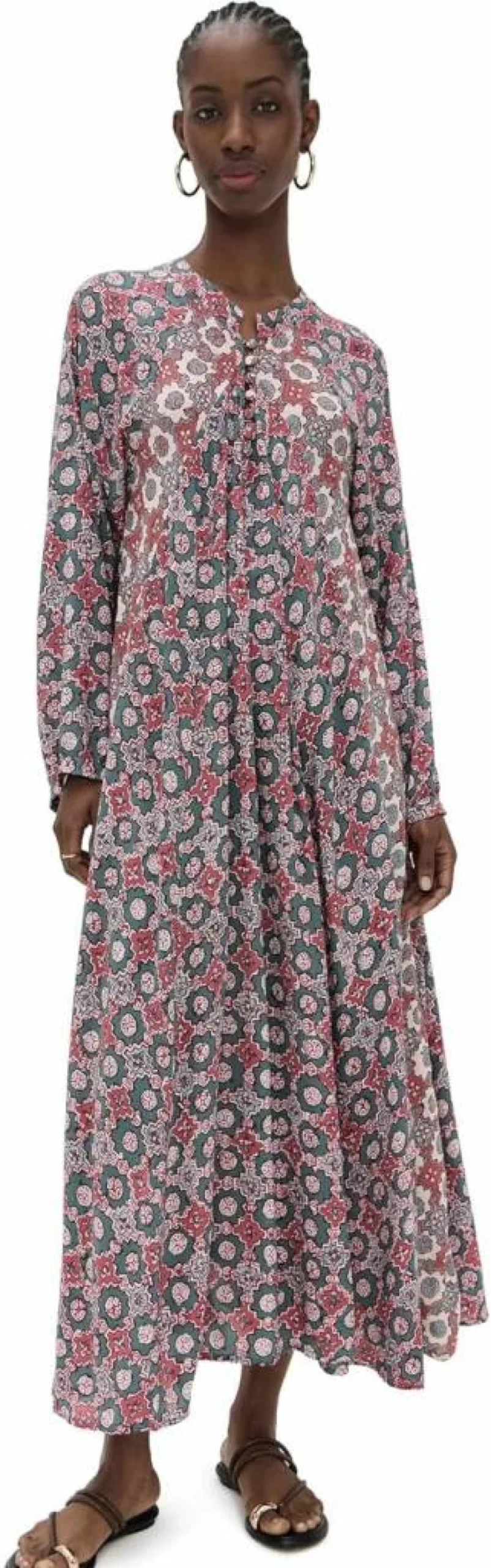 Natalie Martin Collection Women's Fiore Floral Summer Dress - Elegant A-Line Midi Dress with V-Neck & Sleeveless Design