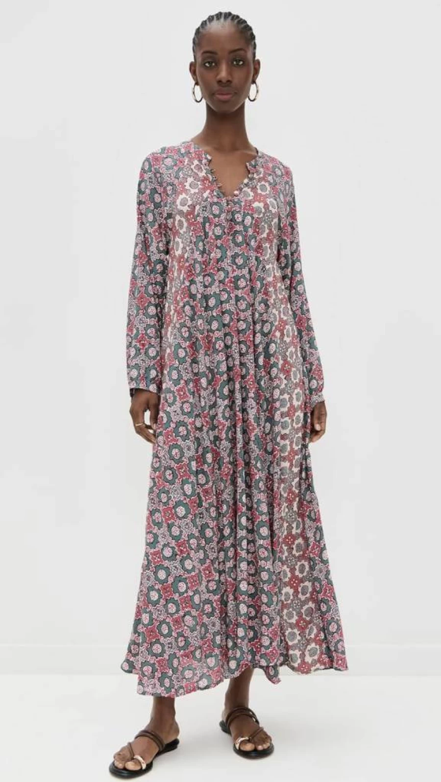 Natalie Martin Collection Women's Fiore Floral Summer Dress - Elegant A-Line Midi Dress with V-Neck & Sleeveless Design
