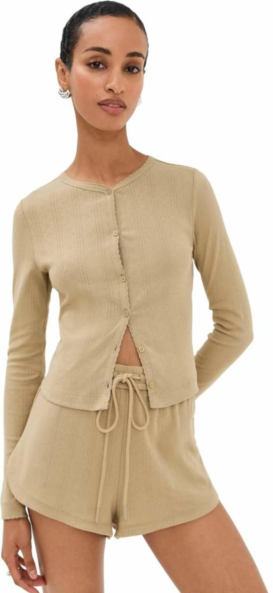 LE BOP Women's Audrey Lace-Knit Cardigan Sweater