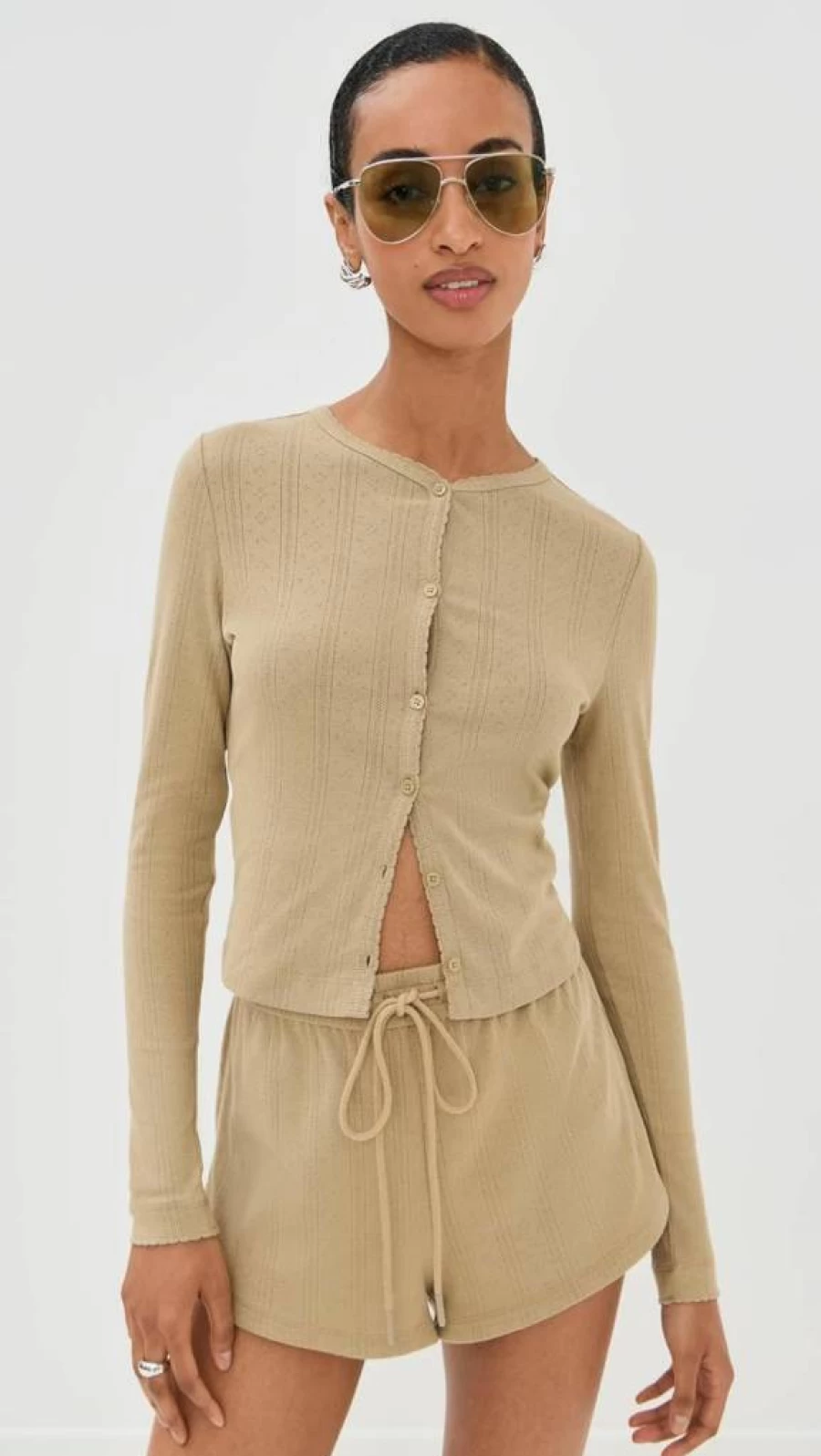 LE BOP Women's Audrey Lace-Knit Cardigan Sweater