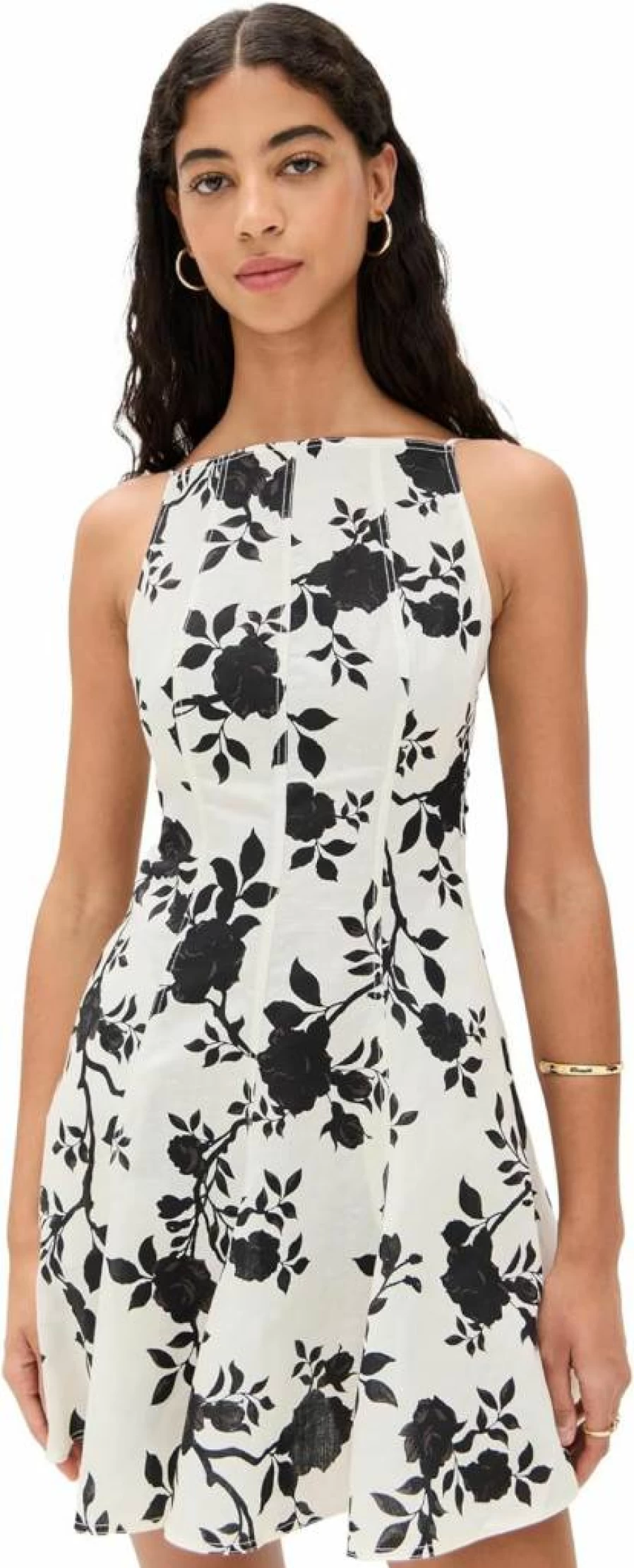 Self Portrait Floral Print Linen Mini Dress for Women - Summer Short Sleeve A-Line Style
