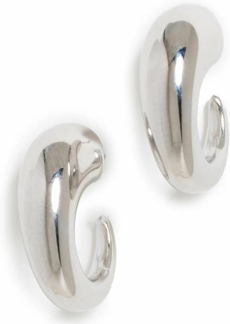 ADINA EDEN Women's Solid Bubble Hoop Earrings - Elegant Elongated Gold Hoops for Women