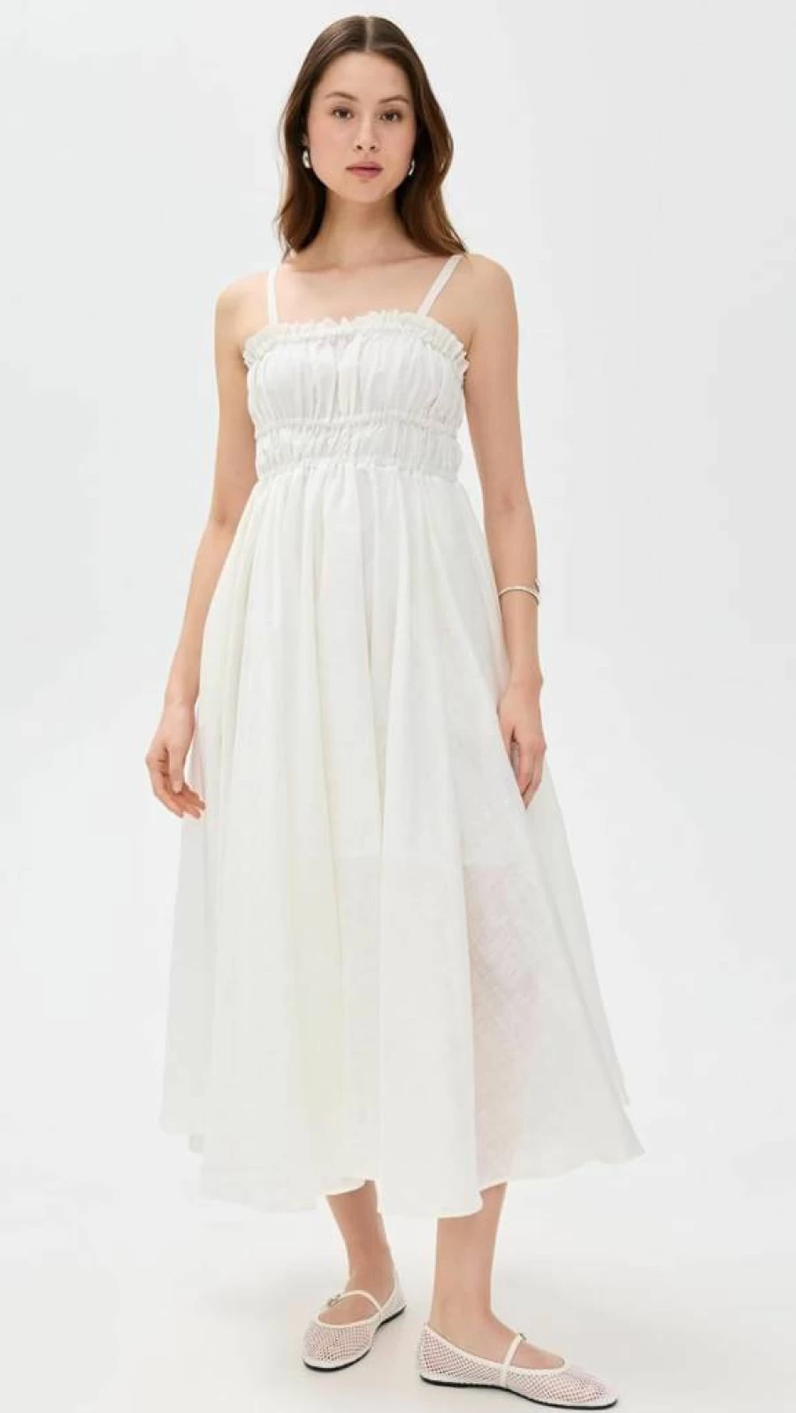 MEIMEIJ Women's Summer Maxi Dress with Bust Gathers and Adjustable Straps - Flowy Long Dress for Beach
