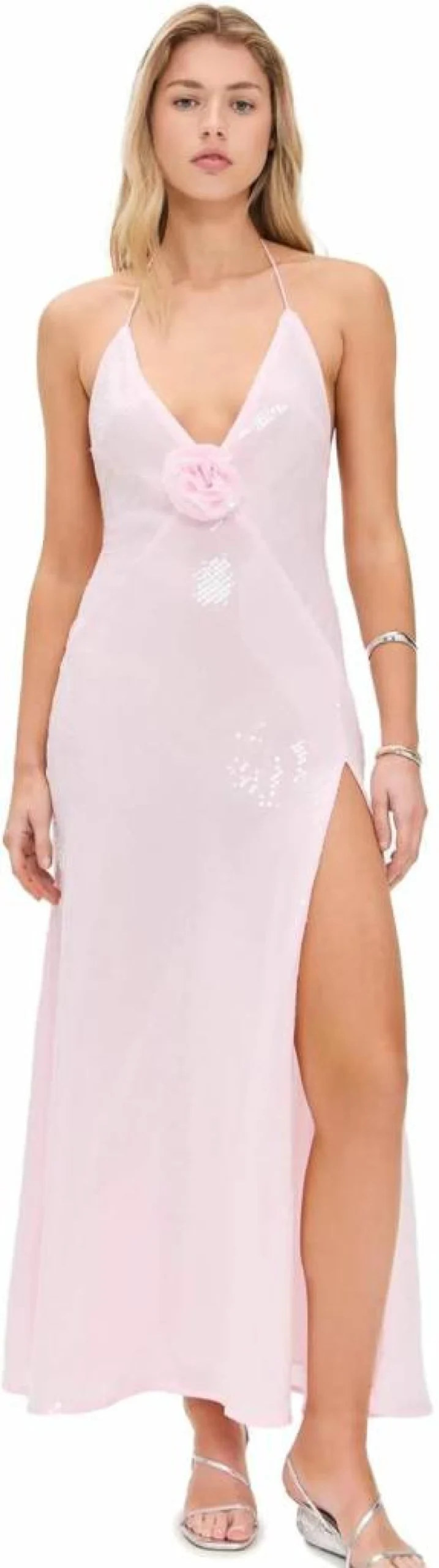 Bardot Aradia Sequin Halter Neck Party Dress for Women - Glittery Evening Gown