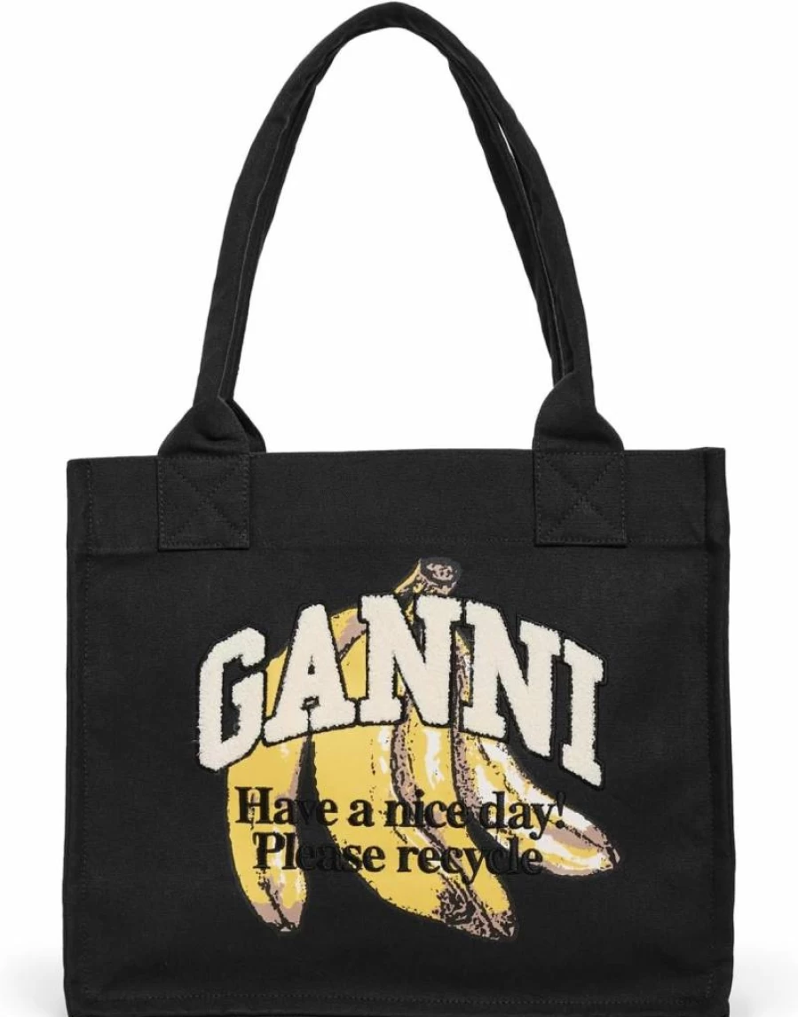 Ganni Women's Large Tote Bag - Stylish Spacious Shopper Handbag for Everyday Use