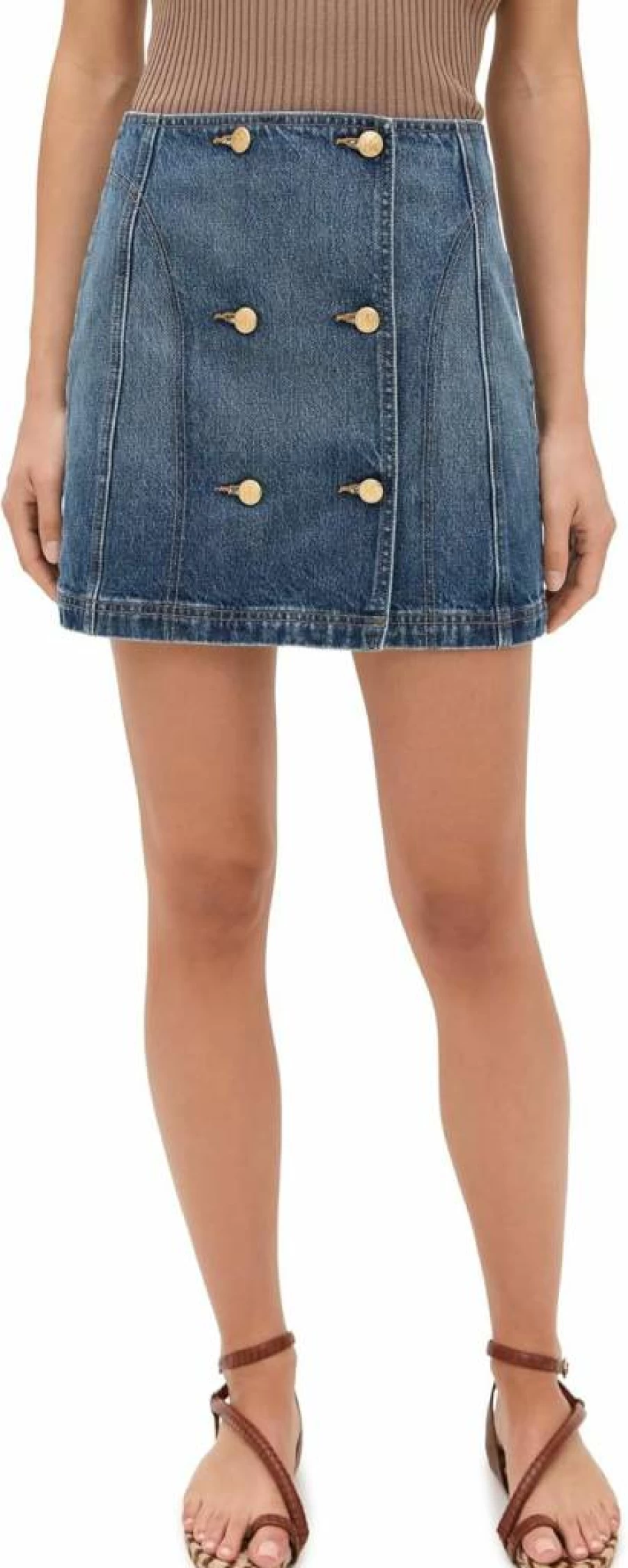 Ulla Johnson Women's Clara Mini Skirt Denim Blue High Waist A-Line Vintage Washed
