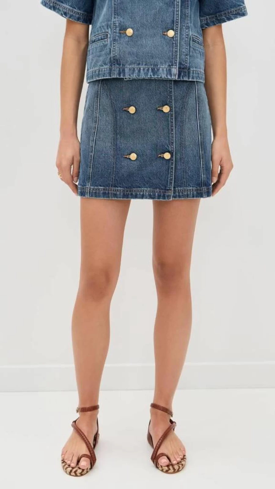 Ulla Johnson Women's Clara Mini Skirt Denim Blue High Waist A-Line Vintage Washed