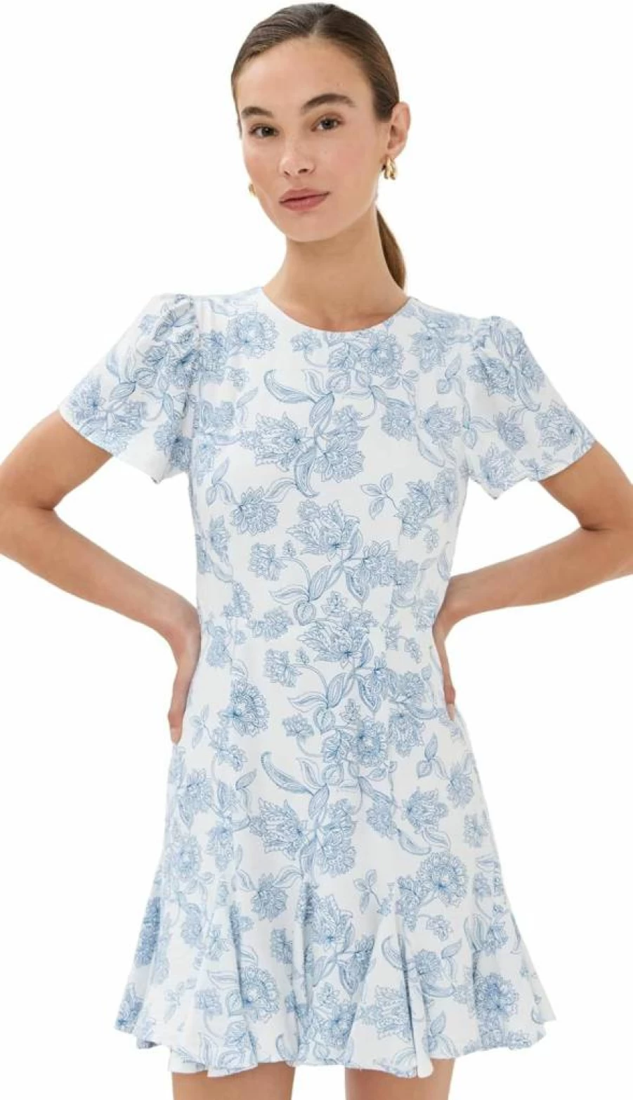 LE BOP Women's Georgia Floral Summer Dress - Casual Short Sleeve A-Line Mini Dress
