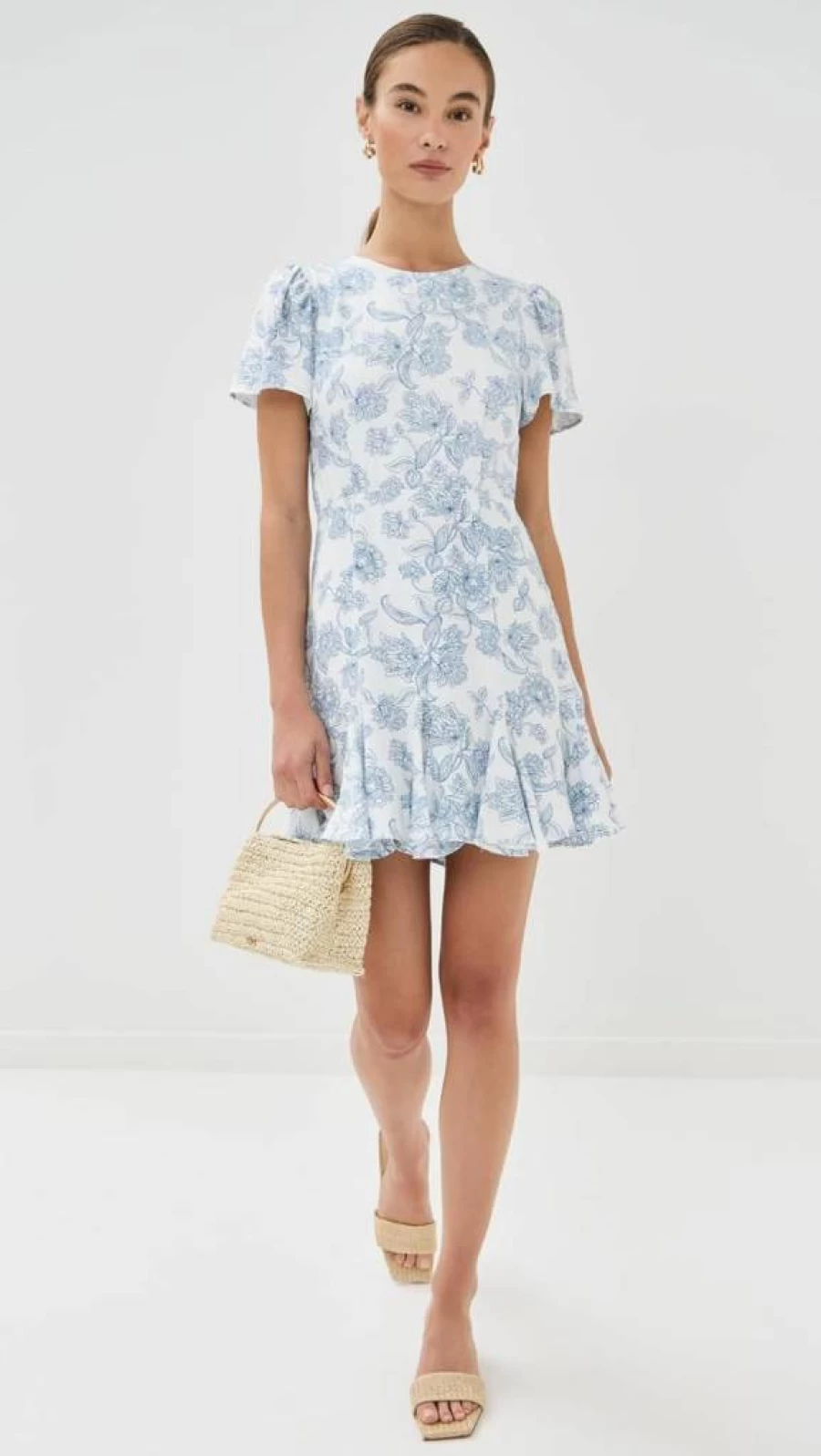 LE BOP Women's Georgia Floral Summer Dress - Casual Short Sleeve A-Line Mini Dress