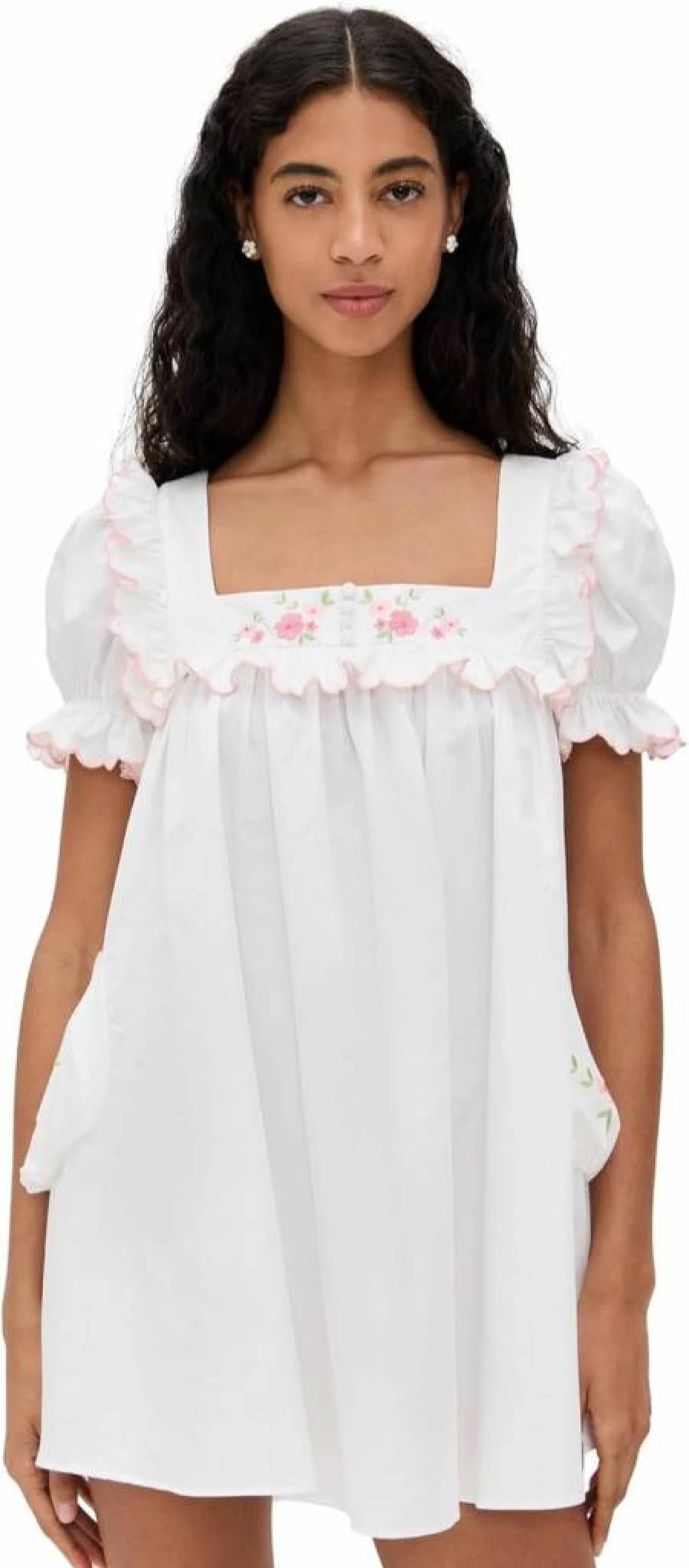 For Love & Lemons Women's Floral Lace Tea Time Babydoll Dress - Feminine Mini Dress for Parties & Dates