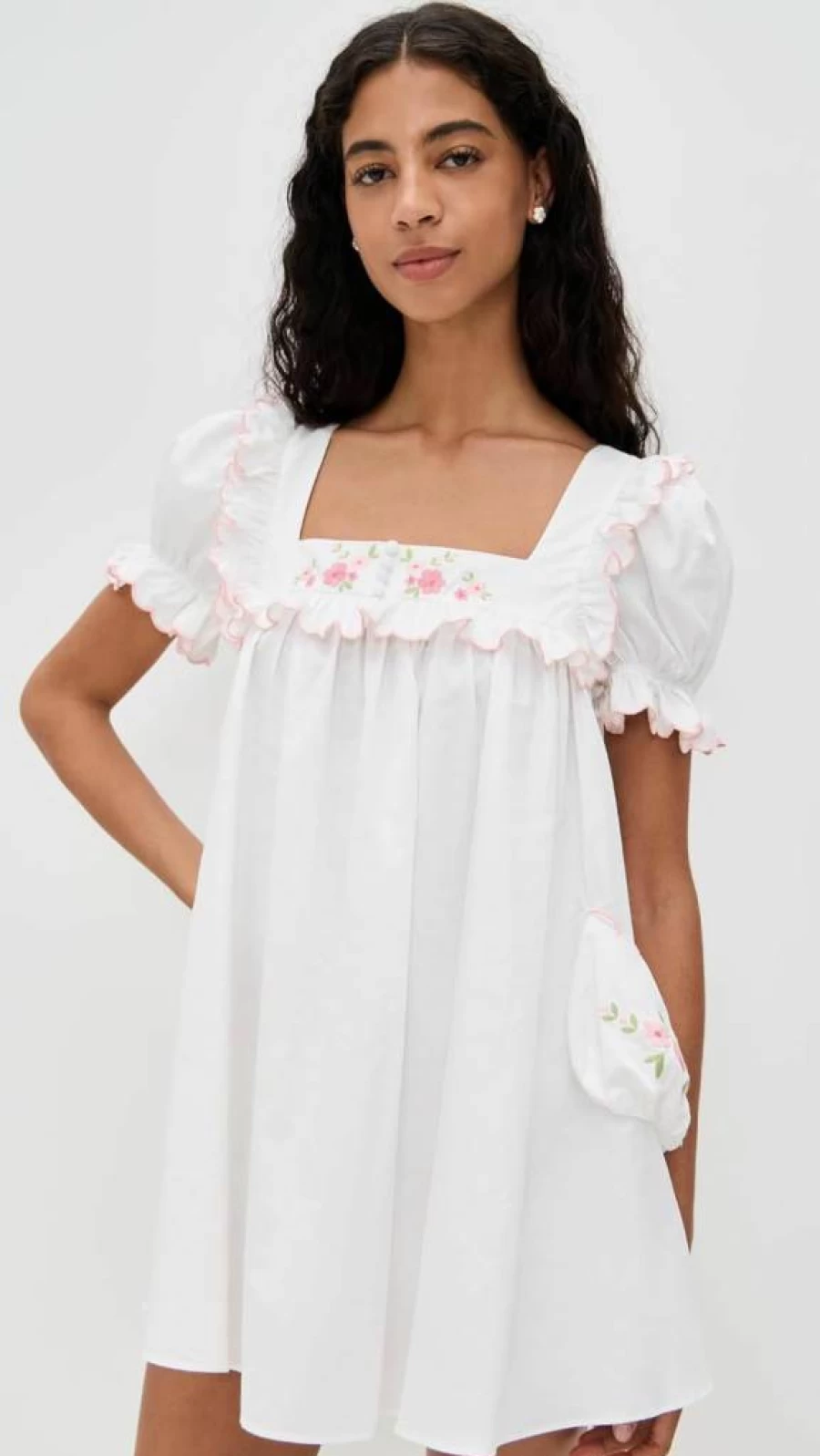 For Love & Lemons Women's Floral Lace Tea Time Babydoll Dress - Feminine Mini Dress for Parties & Dates