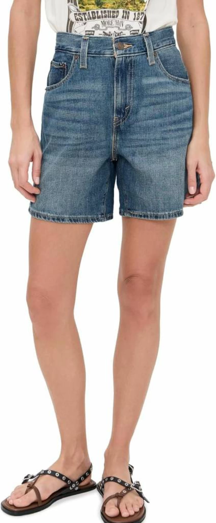 Levi's Women's High Waisted Baggy Denim Shorts - Vintage Relaxed Fit Casual Style
