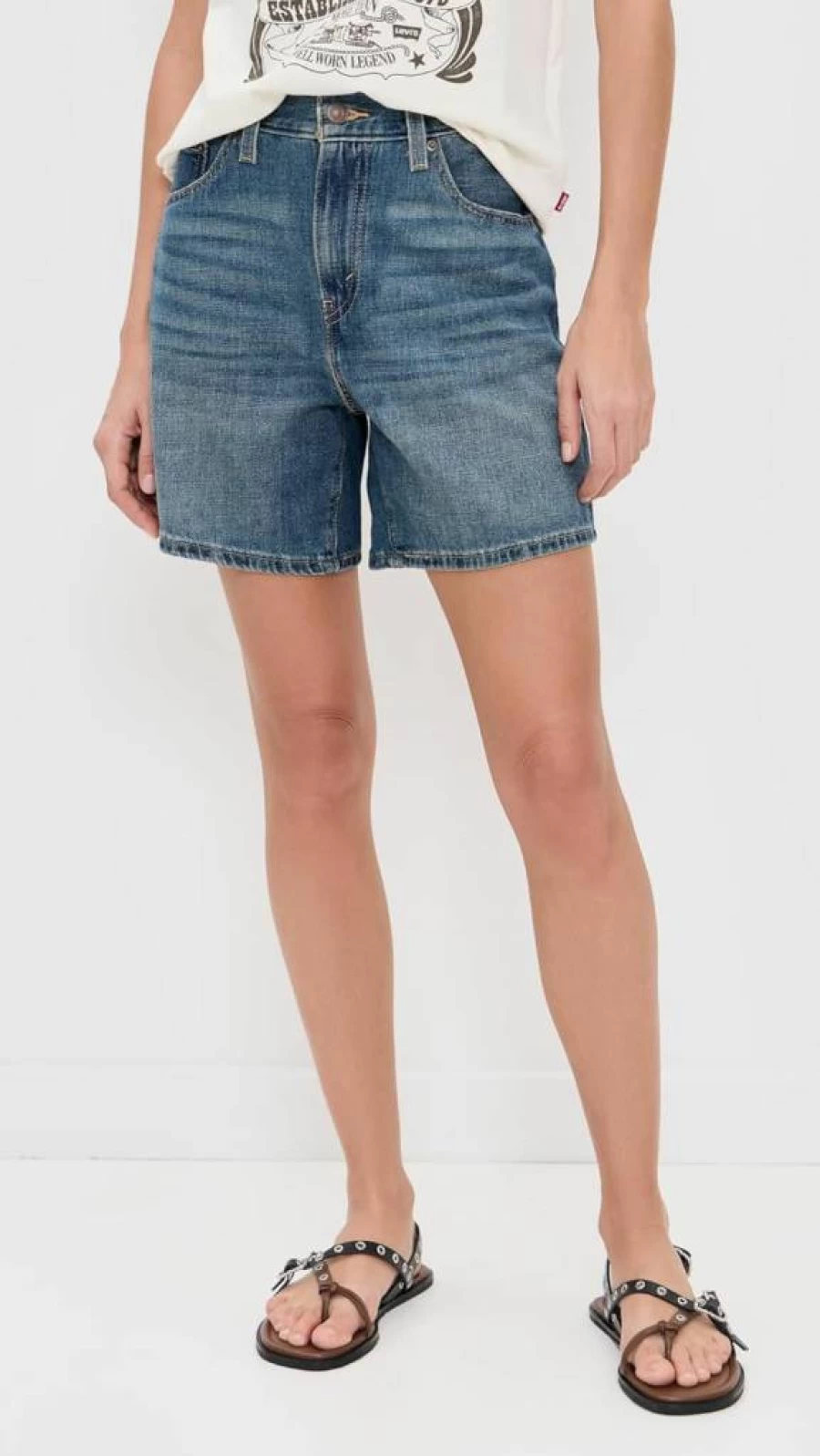 Levi's Women's High Waisted Baggy Denim Shorts - Vintage Relaxed Fit Casual Style