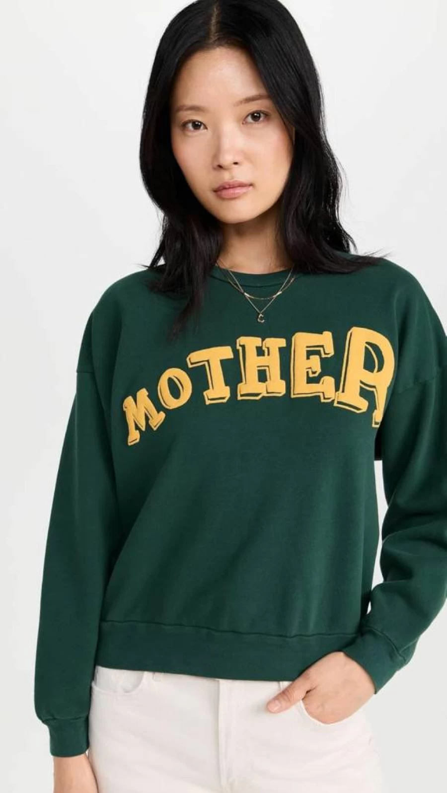 MOTHER Women's Square Neck Drop Shoulder Sweatshirt - Casual Pullover Top
