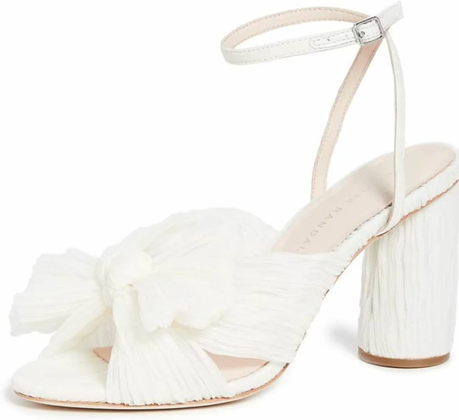 Loeffler Randall Camellia Pleated Bow Heel Pumps with Ankle Strap for Women