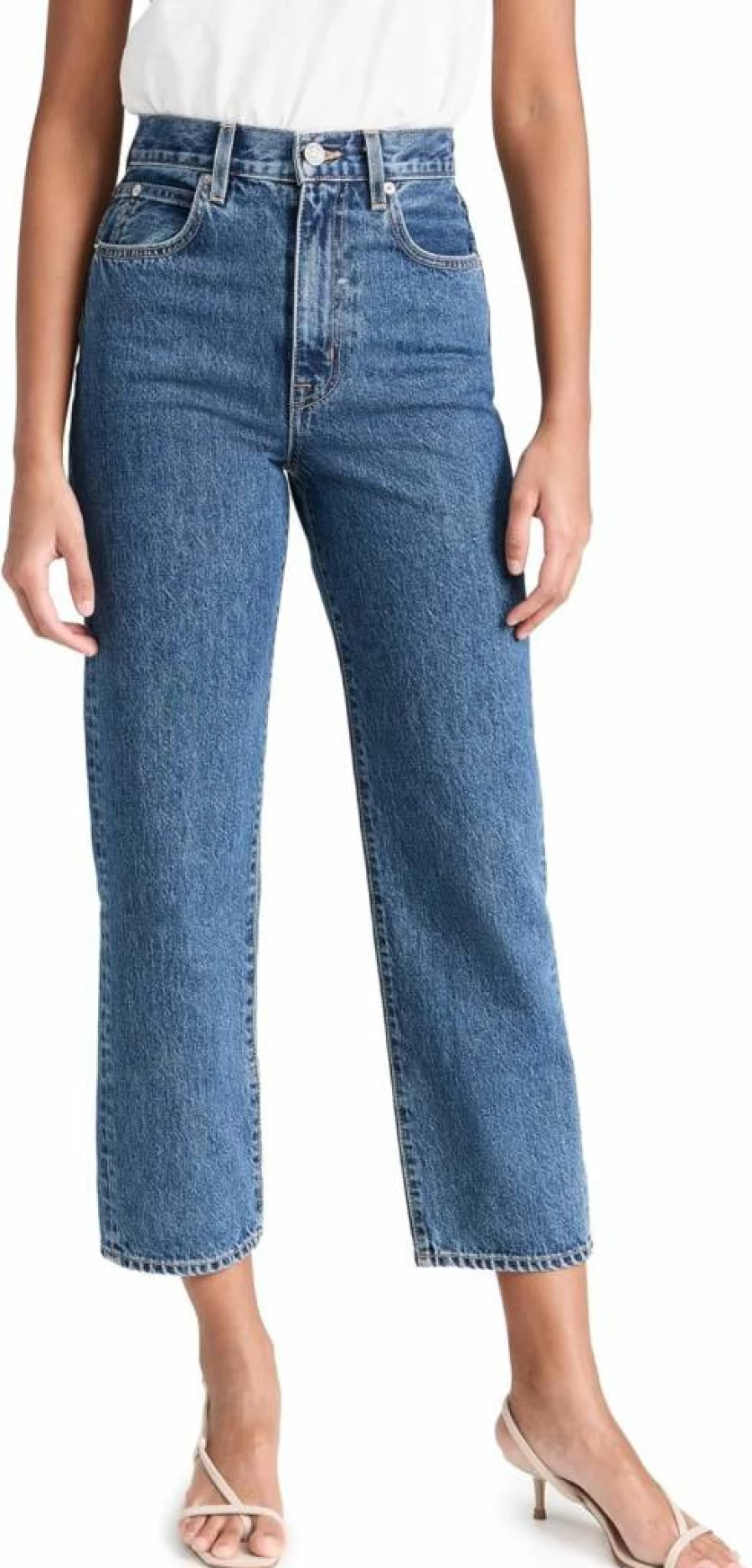 SLVRLAKE Women's High-Rise London Crop Jeans - Slim Fit Stretch Denim Ankle-Length