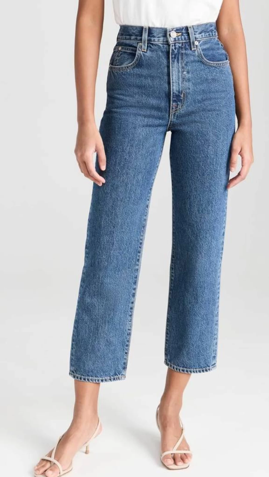 SLVRLAKE Women's High-Rise London Crop Jeans - Slim Fit Stretch Denim Ankle-Length