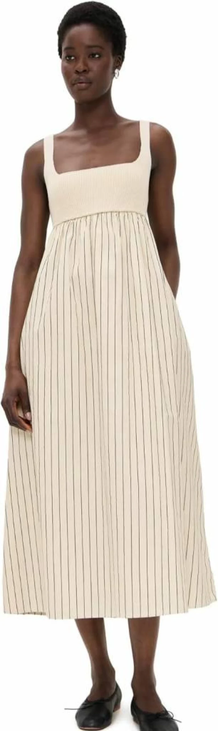 English Factory Women's Striped Knit Dress with Tie Back Detail